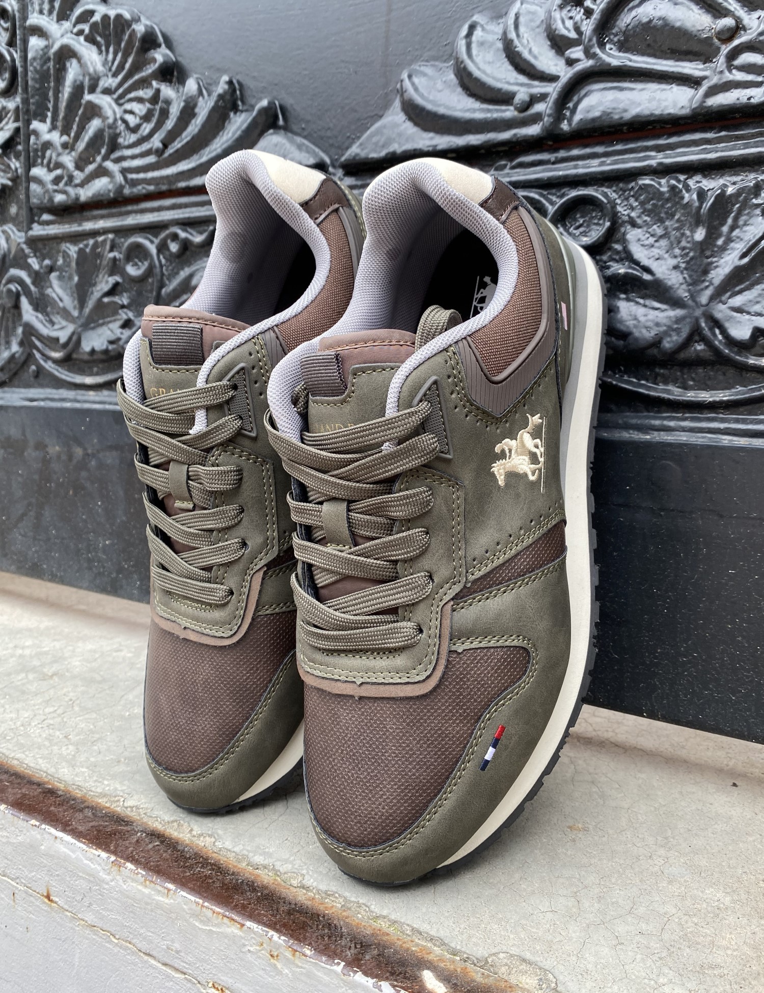 US Grand Polo ανδρικά χακί-καφέ sneakers με διχρωμία GPM523100 φωτογραφία